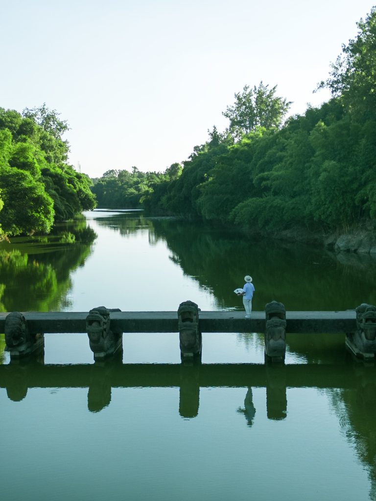 Ancient stone bridge over river