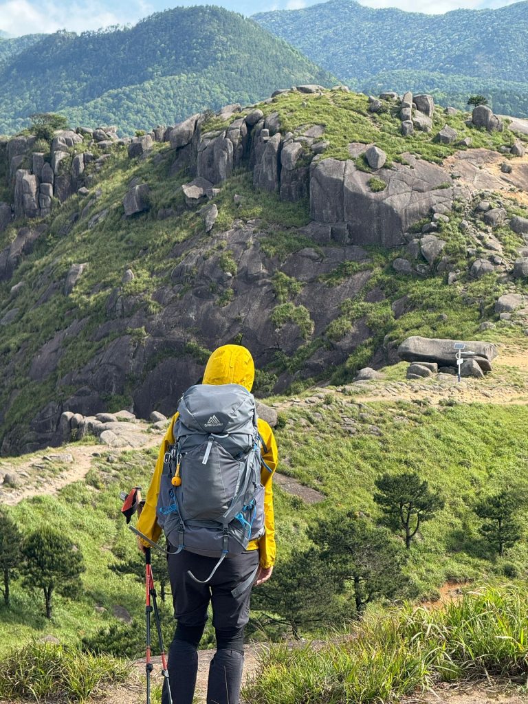 Hiker on mountain trail