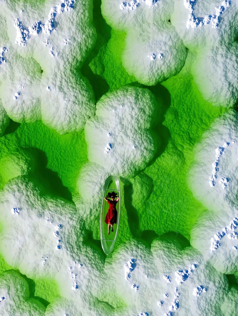 Boat on turquoise lake