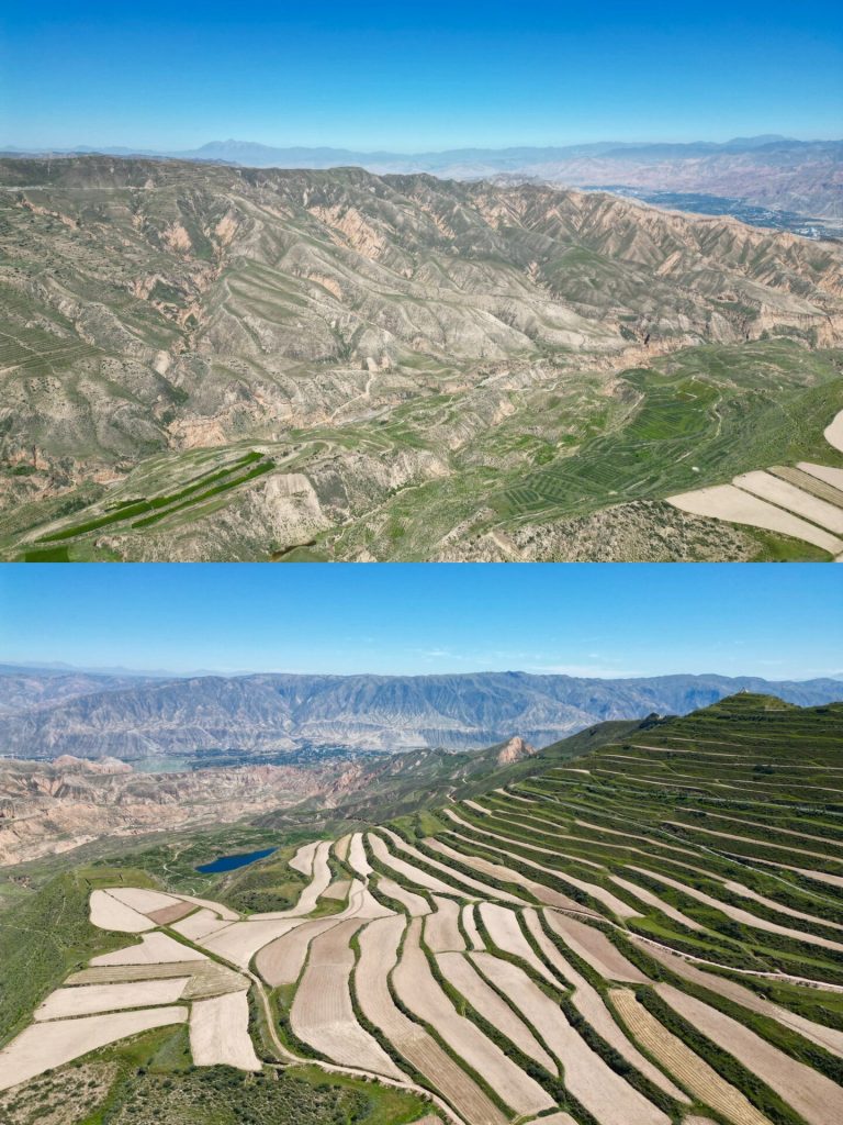 Terraced fields in Qinghai mountains
