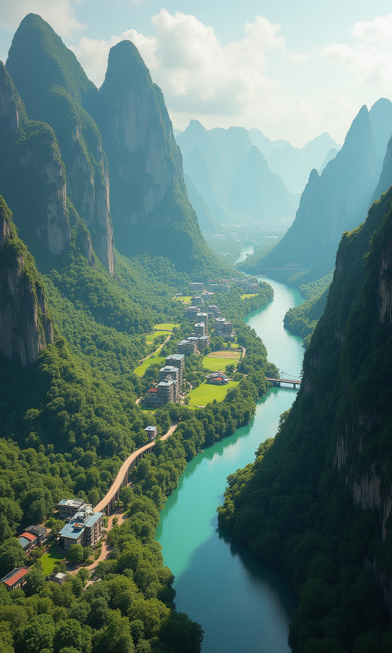 Nanguo Qimiao Canyon at dusk