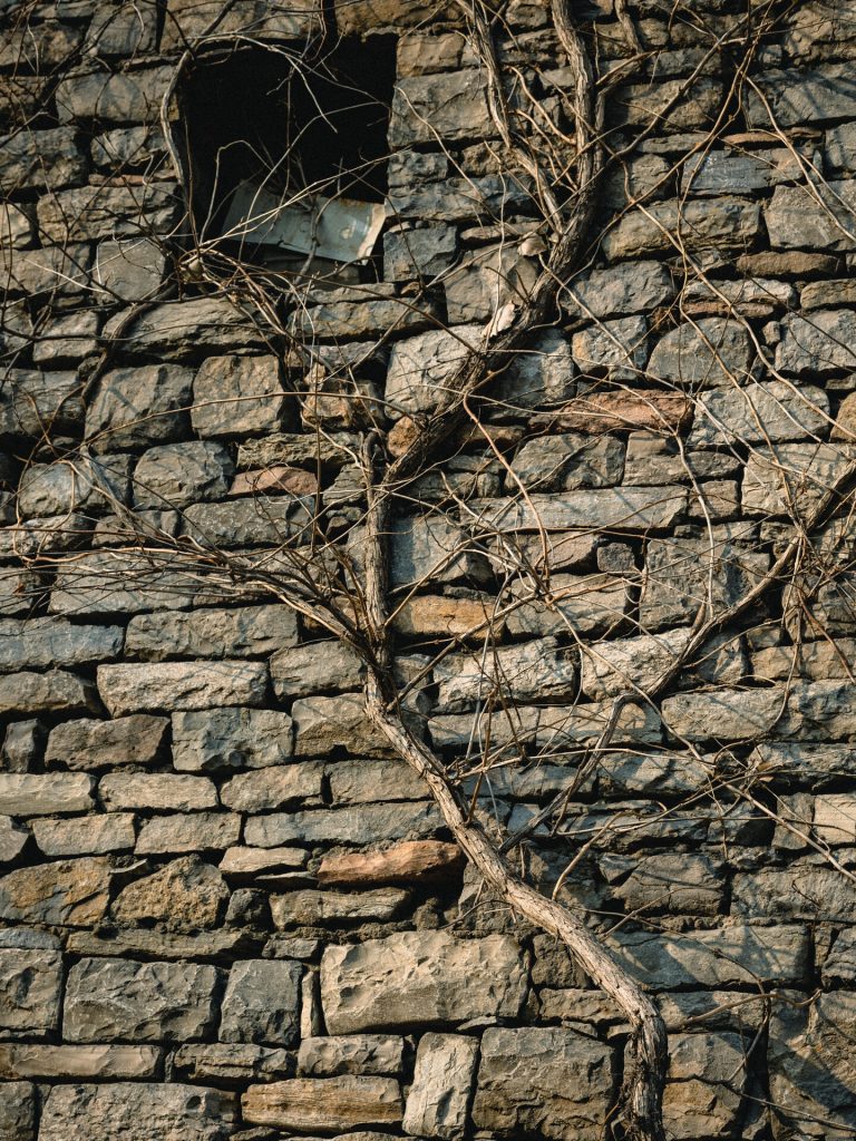 Ancient stone walls in Huangye village retreat